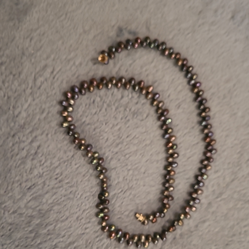 Elegant Handmade Dyed Black Freshwater Seed Pearl Necklace 18"